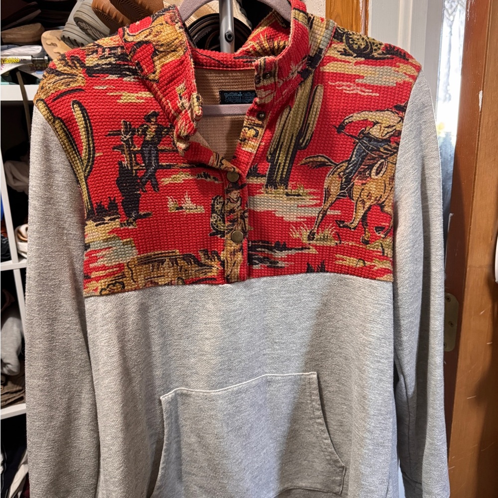 Women's Southwestern 3/4 Snap Pullover - Red and Gray